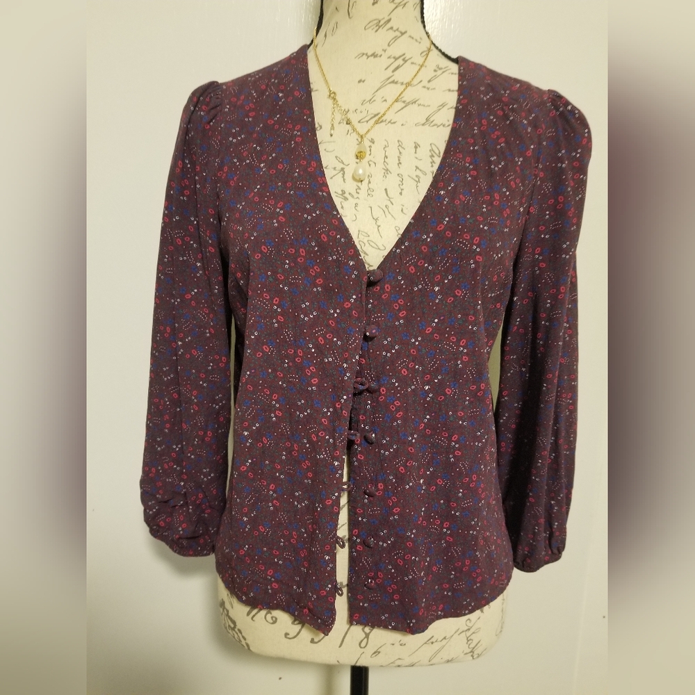 Marine Layer Stacy Floral Pattern Blouse